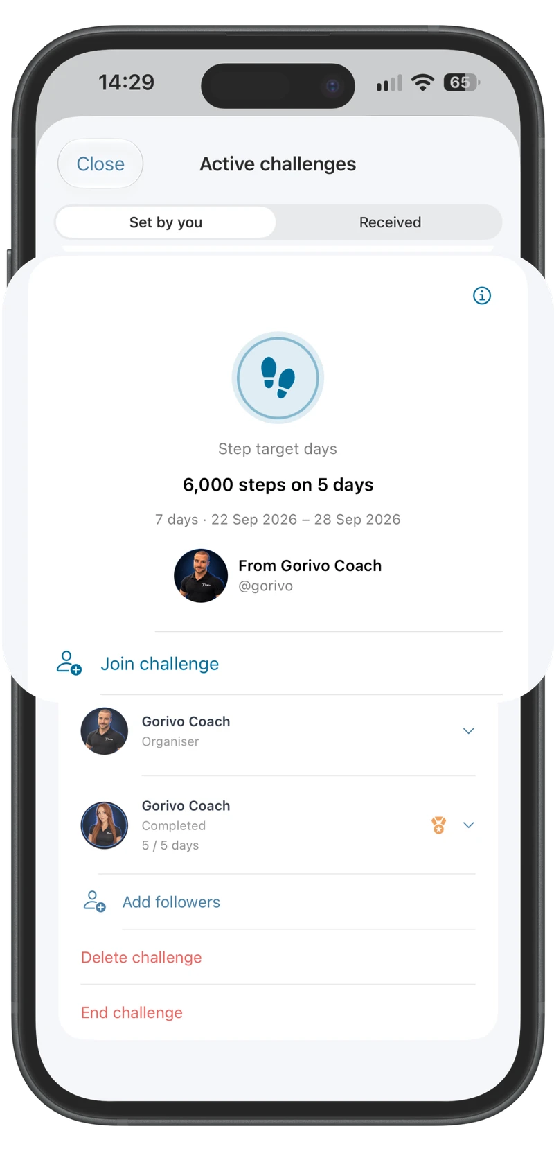 Challenge friends and follow your progress together.